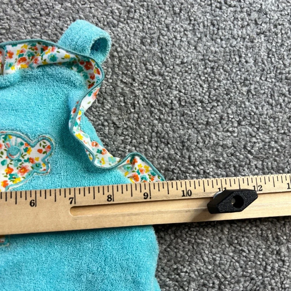 vintage romper bubble infant small 0-3m Teal Terry Cloth Duck Applique 80s‎ USA